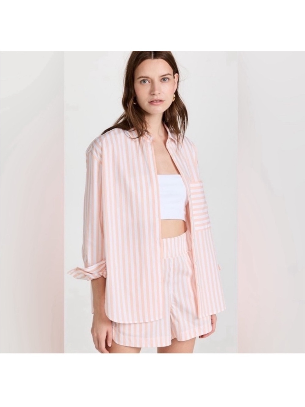 AYR Pink and White Striped Button-Down Shirt